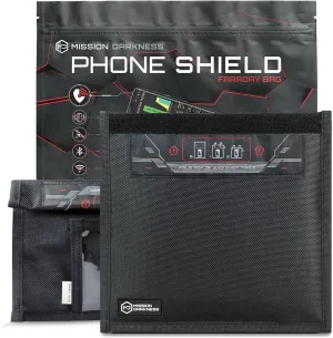 Mission Darkness Non-Window Faraday Bag for Phones (2-Pack) // Signal Blocking Bag Prevents Hacking Tracking Spying, Device Shielding for Law Enforcement Military Digital Forensics, EMP CME Protection