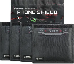 Mission Darkness Non-Window Faraday Bag for Phones (4-Pack) // Signal Blocking Bag Prevents Hacking Tracking Spying, Device Shielding for Law Enforcement Military Digital Forensics, EMP CME Protection