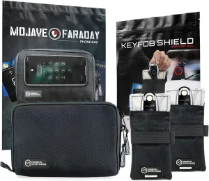 Mission Darkness Phone & Keyfob Faraday Bag Bundle - Collection Includes 1 Mojave Faraday Phone Bag   Keyfob Shield (2-Pack). RF Shielding, Anti-tracking & Hacking, EMF Reduction, EMP Protection.