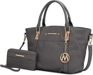 MKF Collection Tote Bag With Wallet for Women, Vegan Leather Shoulder Bag Purse Set Top Handle Handbag 2 Pieces