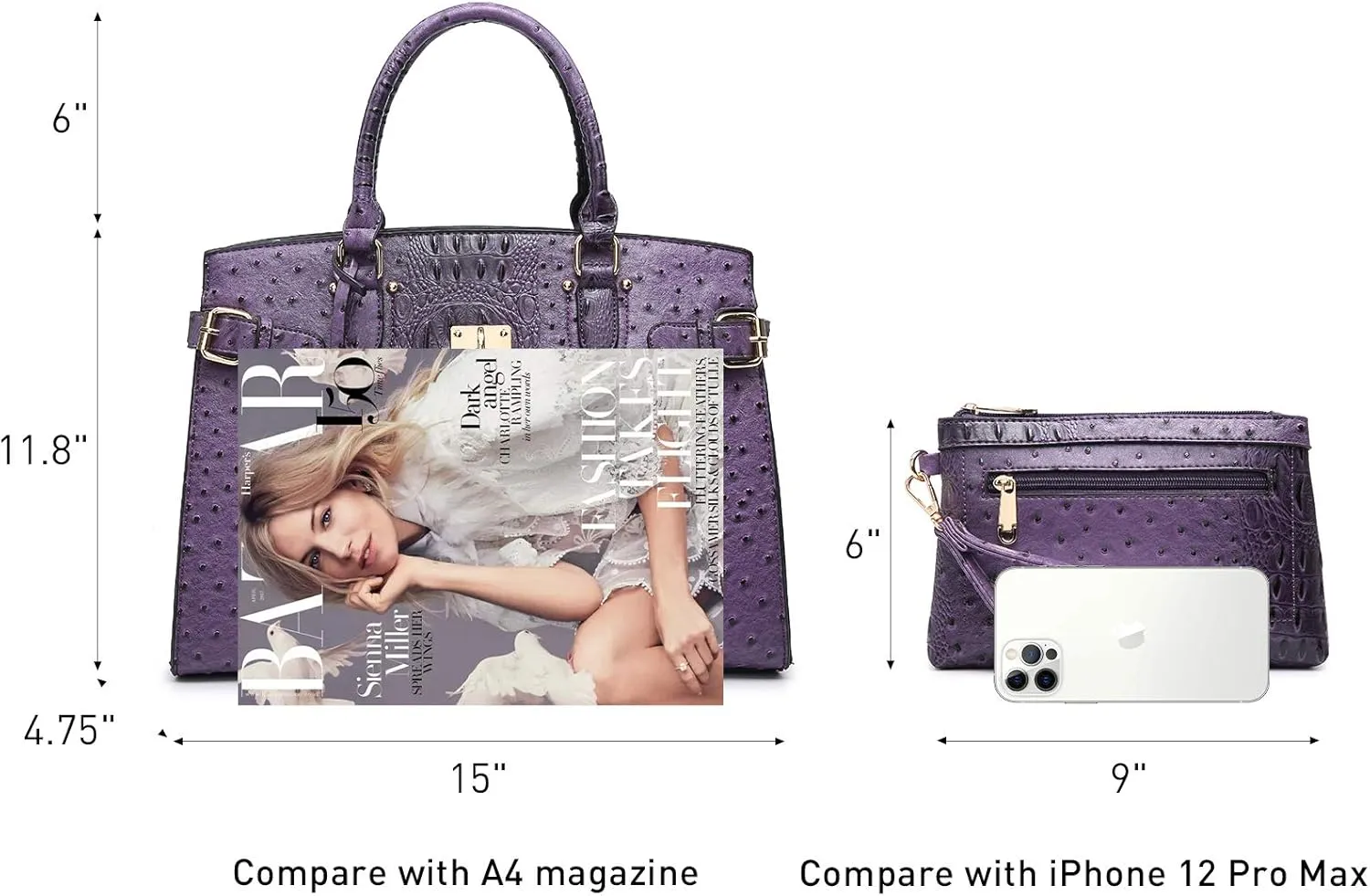 MKP Women Fashion Satchel Handbags and Purses Ladies Top Handle Tote Work Shoulder Bags with Matching Wristlet Wallet