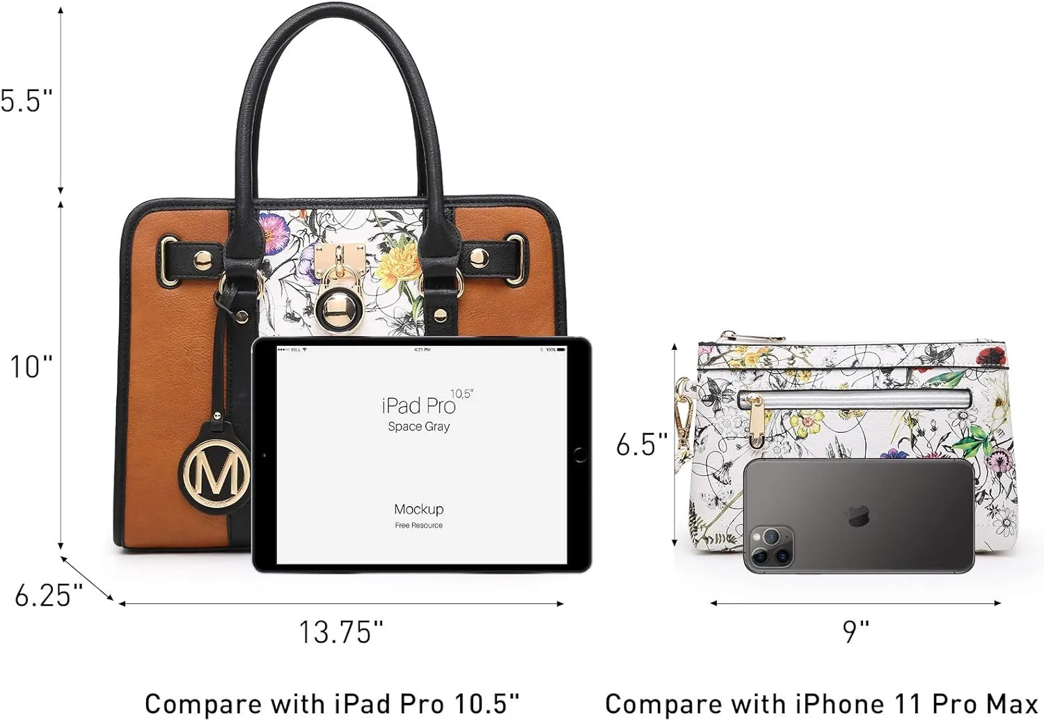 MKP Women Satchel Handbags Purses Two tone Top Handle Tote Shoulder Bags with Matching Wristlet Wallet Set 2pcs