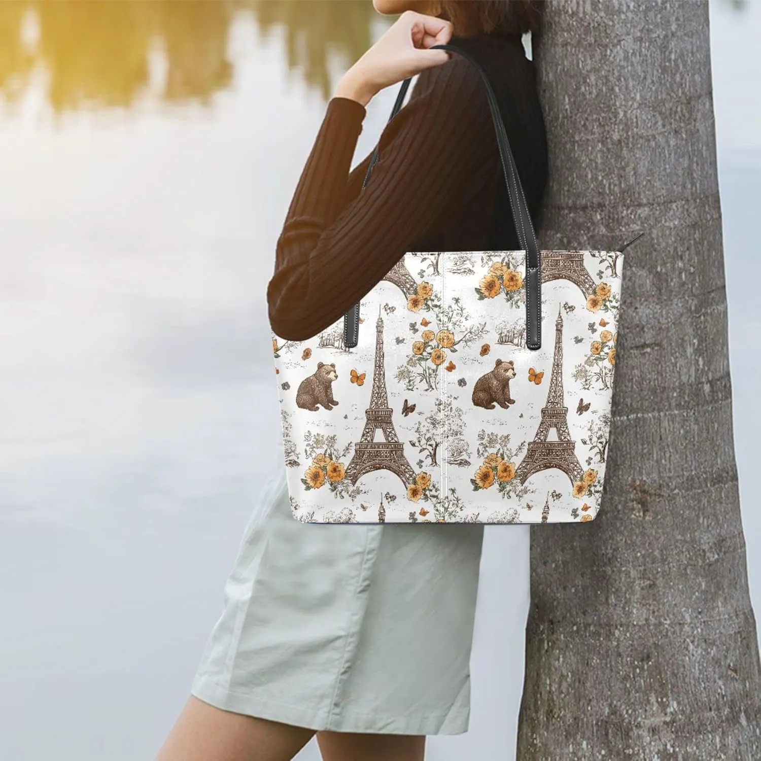 MNSRUU Tote Bag Pumpkin Rose Purses and Handbags