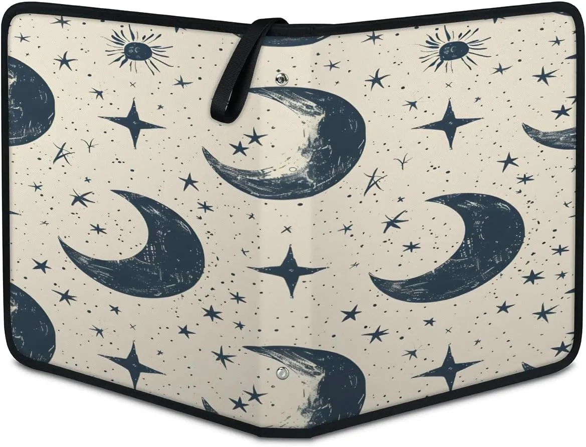 Modern Moon 3 Ring Trading Zipper Binder Strap, Trading Card Binder 4 Pocket, 400 Pockets Card Holder with 50 Removable Sleeves for Game Cards