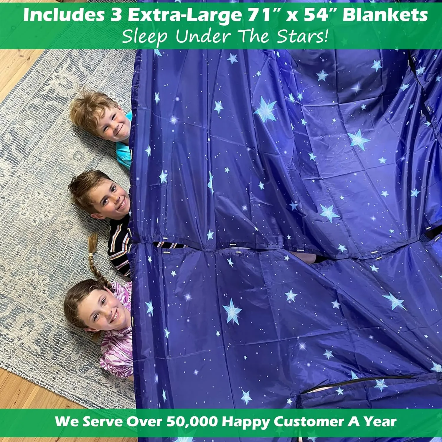 Molcey Blanket Fort Building Kit for Kids 4-8 8-12  - Make a Portable Playhouse, Play Tent. Build a Fort Making Kit/Builder Blankets - Ultimate Indoor/Outdoor Play for Girls/Boys Toys Age 3-12