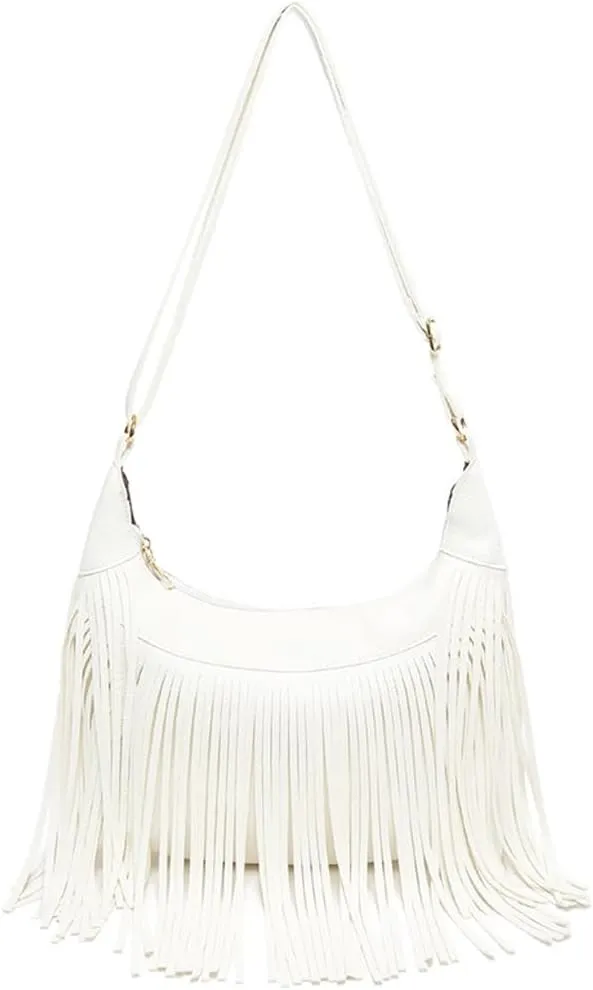 Molodo Shoulder Bags for Women Retro PU Leather Tassel Hobo Bag Purse Fashion Bohemian Crossbody Bag Handbag