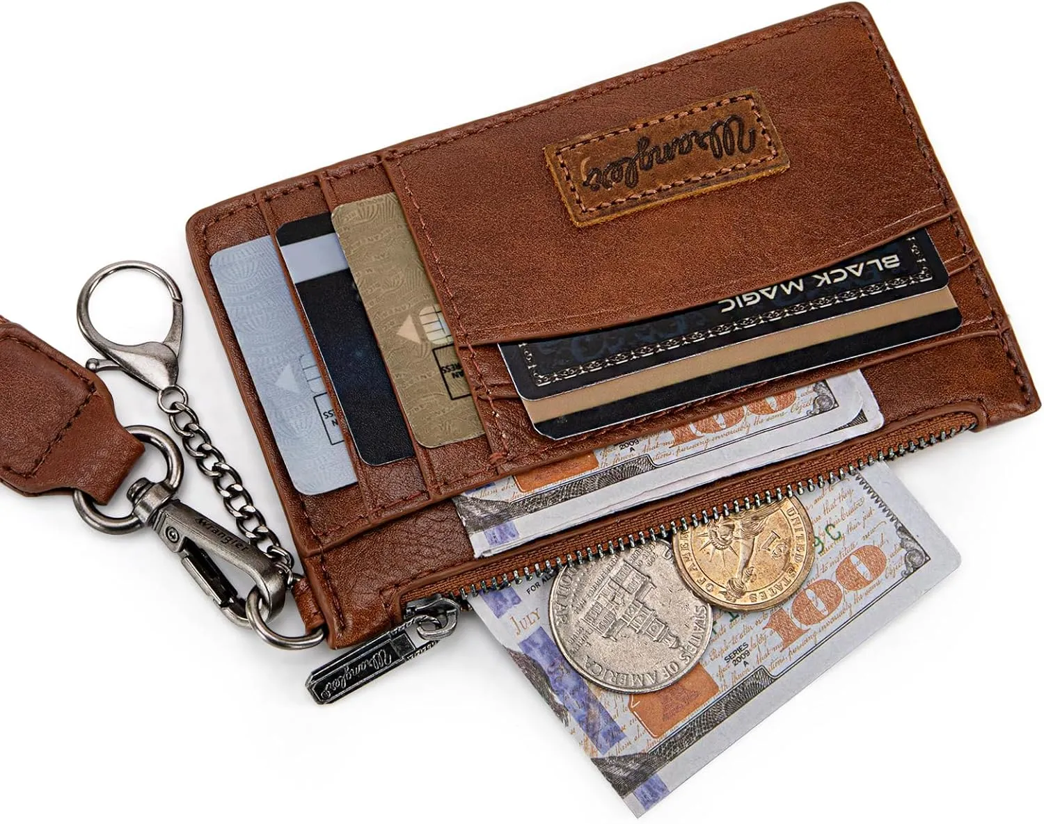 Montana West X Wrangler Credit Card Wallet RFID Card Holder for Women Card Case Wallet Slim Card Wallet with Keychain Wristlet Strap