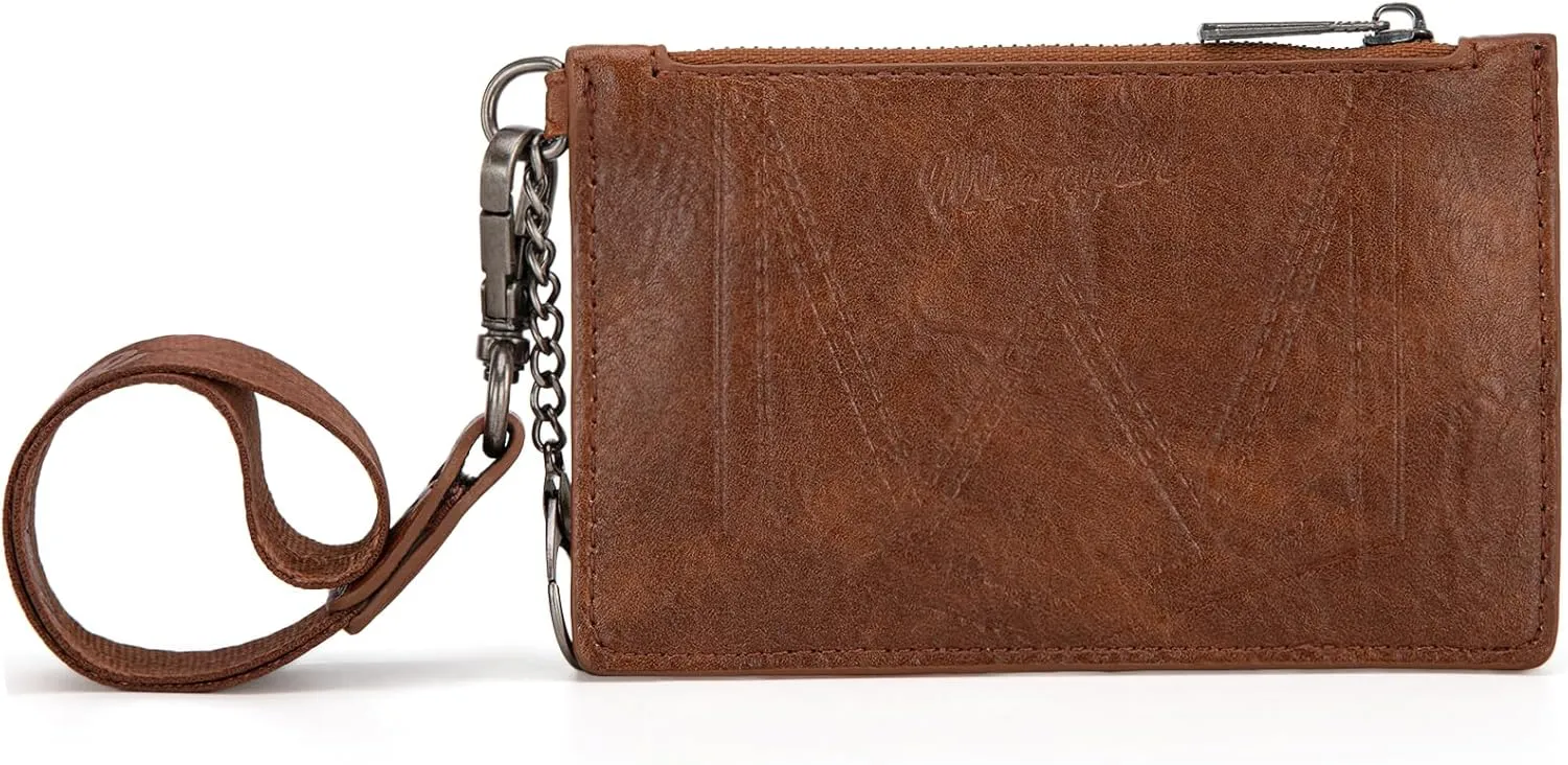 Montana West X Wrangler Credit Card Wallet RFID Card Holder for Women Card Case Wallet Slim Card Wallet with Keychain Wristlet Strap