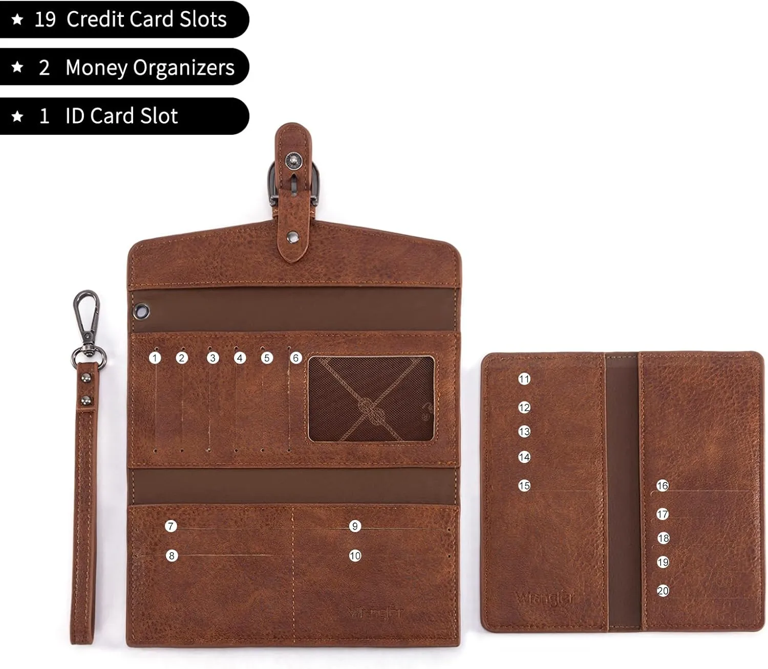 Montana West X Wrangler Womens Wallet Western Wristlet for Women Large Rfid Wallet With Detachable Credit Card Holder