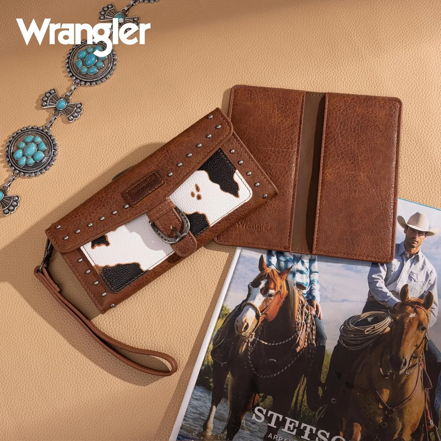Montana West X Wrangler Womens Wallet Western Wristlet for Women Large Rfid Wallet With Detachable Credit Card Holder
