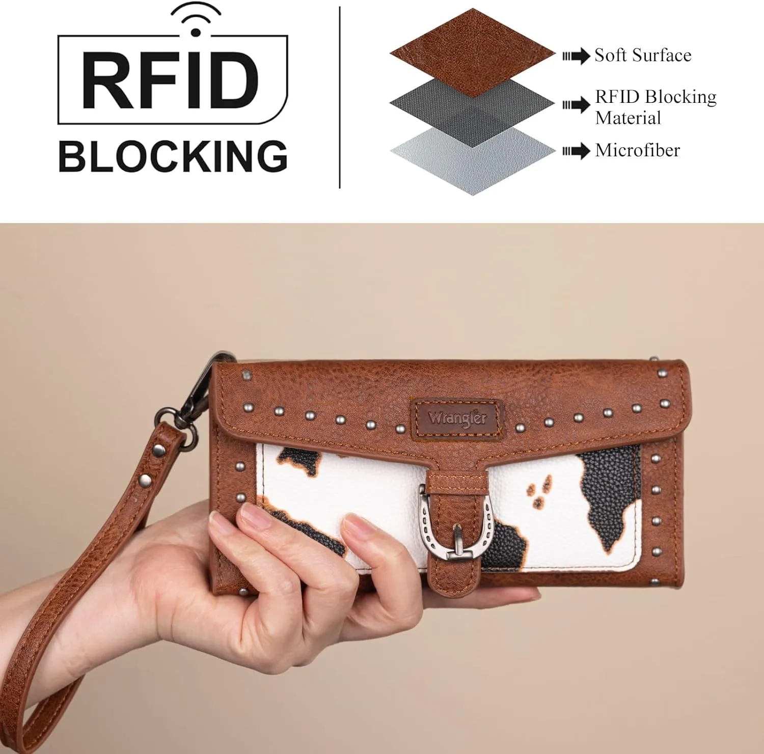 Montana West X Wrangler Womens Wallet Western Wristlet for Women Large Rfid Wallet With Detachable Credit Card Holder