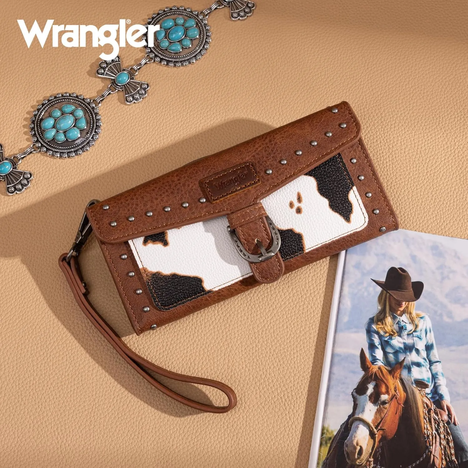 Montana West X Wrangler Womens Wallet Western Wristlet for Women Large Rfid Wallet With Detachable Credit Card Holder