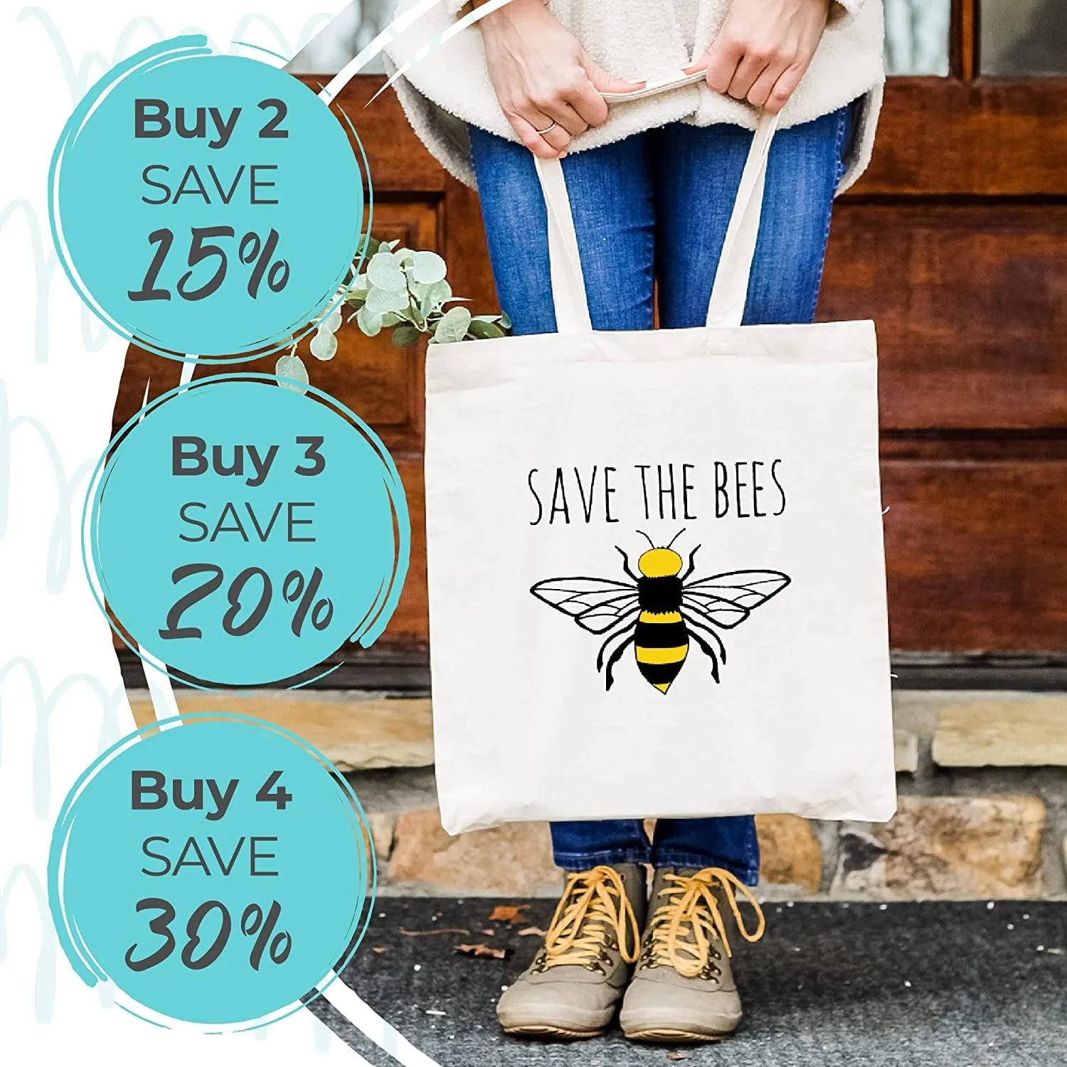 Moonlight Makers 100% Cotton Canvas, Natural Tote Bag, Full-Color Tote, Funny Design - Foodies (Black, Oh For Fork's Sake)