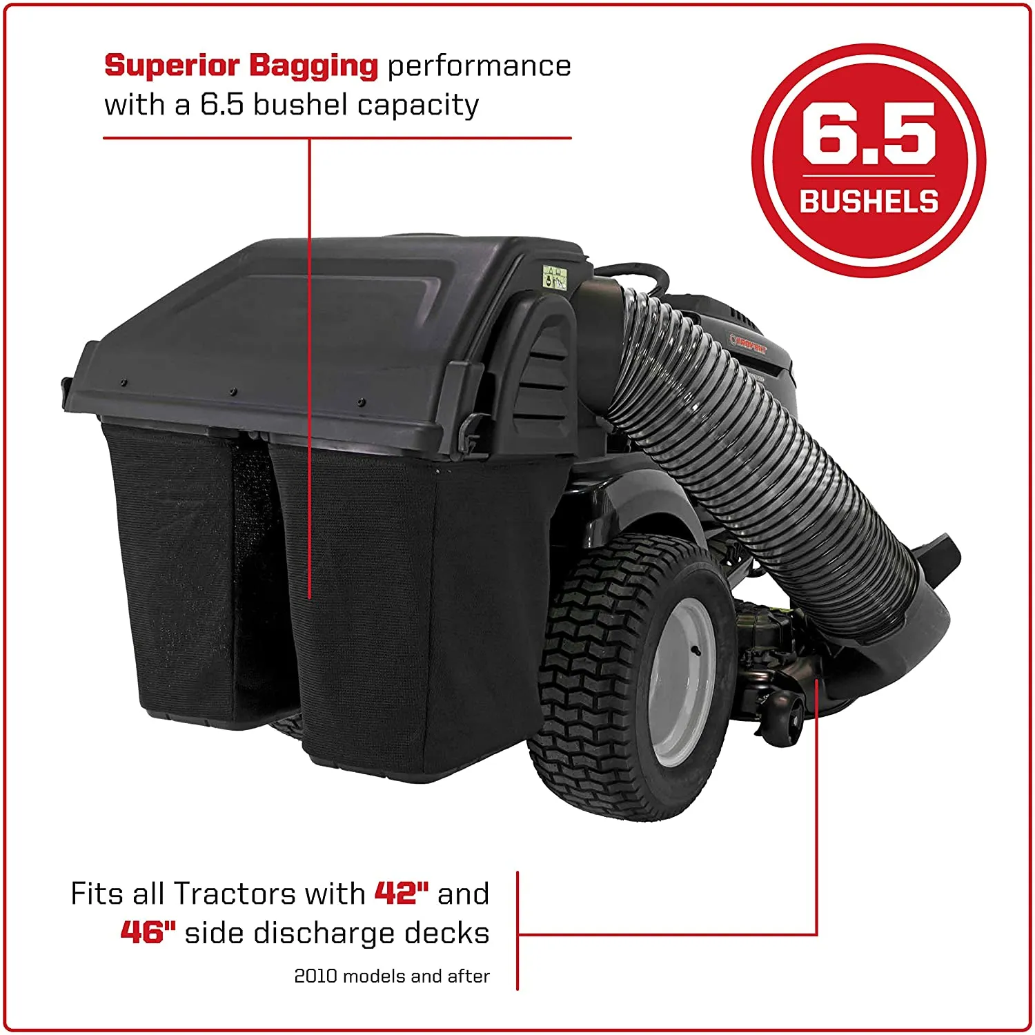 MTD Genuine Parts (19A30031OEM) Double Bagger for Riding Lawn Mowers-42-Inch and 46-Inch (2010 and After) Fits Various Troy-Bilt, Cub Cadet, CRAFTSMAN, and Other Top Models, Gray