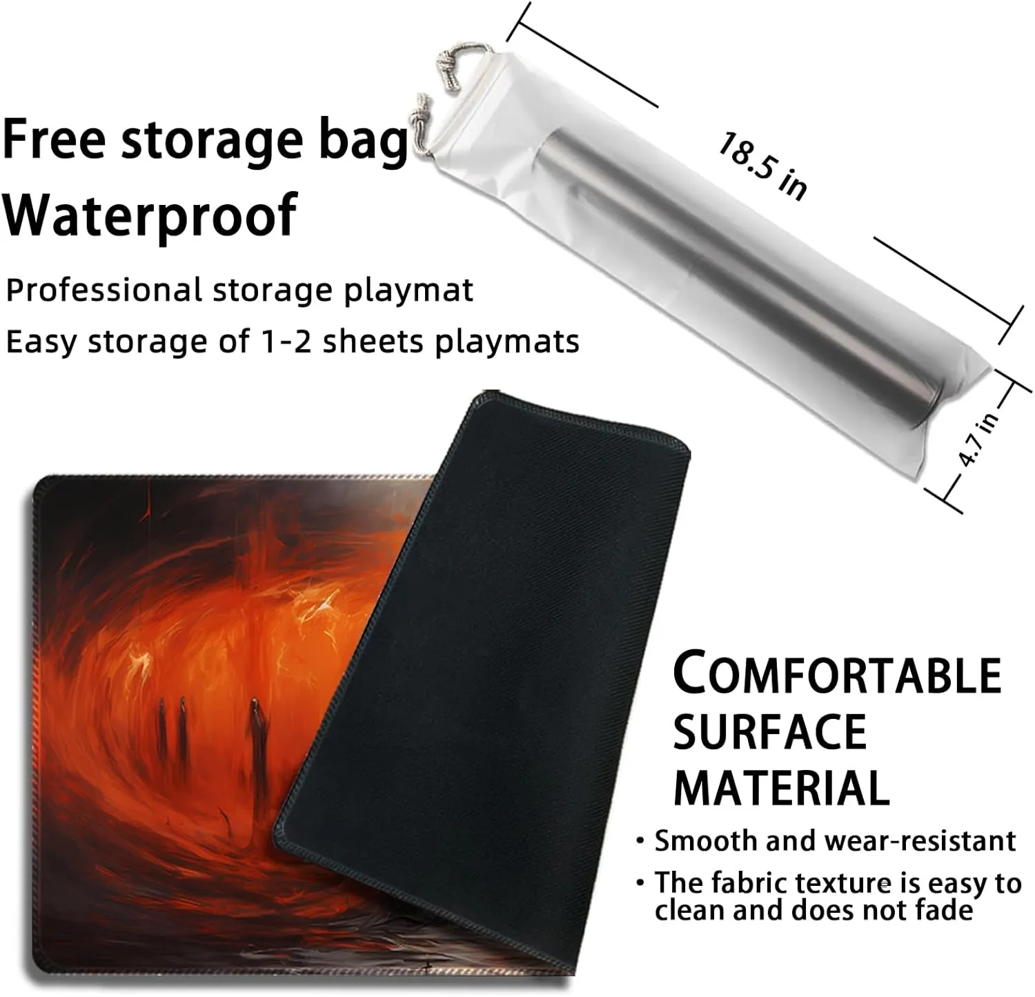 MTG Playmat with Free Storage Bags MTG Game Mat 24 x 14 inches, TCG and Board Game Mat for Cards,Mousepad Desk Mats (Fire 1-Regular)