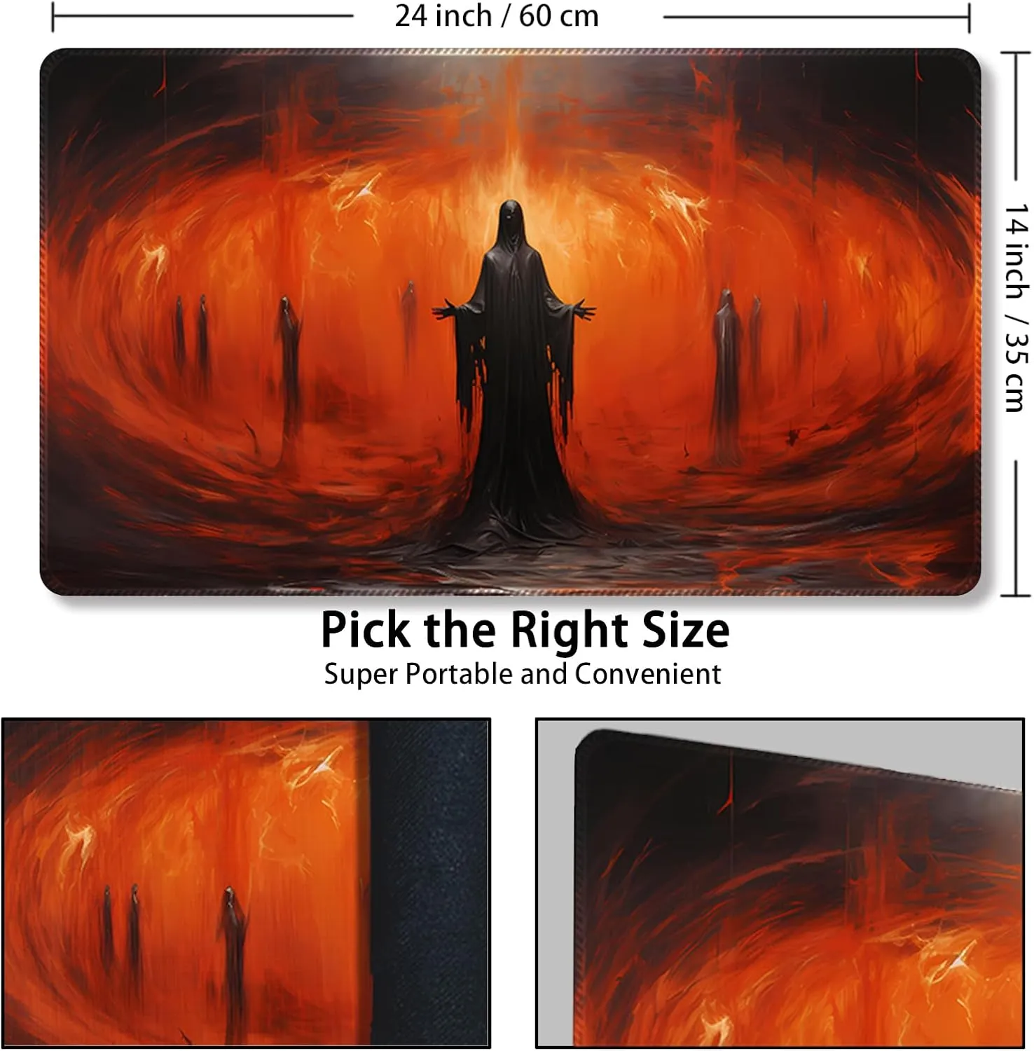 MTG Playmat with Free Storage Bags MTG Game Mat 24 x 14 inches, TCG and Board Game Mat for Cards,Mousepad Desk Mats (Fire 1-Regular)