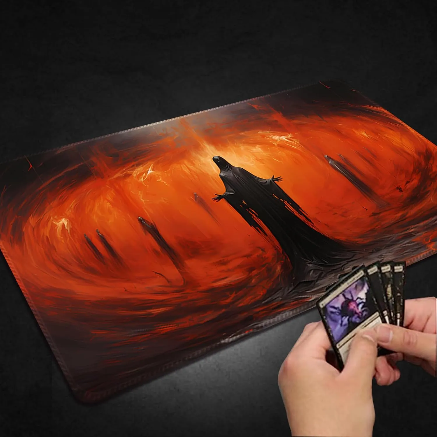 MTG Playmat with Free Storage Bags MTG Game Mat 24 x 14 inches, TCG and Board Game Mat for Cards,Mousepad Desk Mats (Fire 1-Regular)