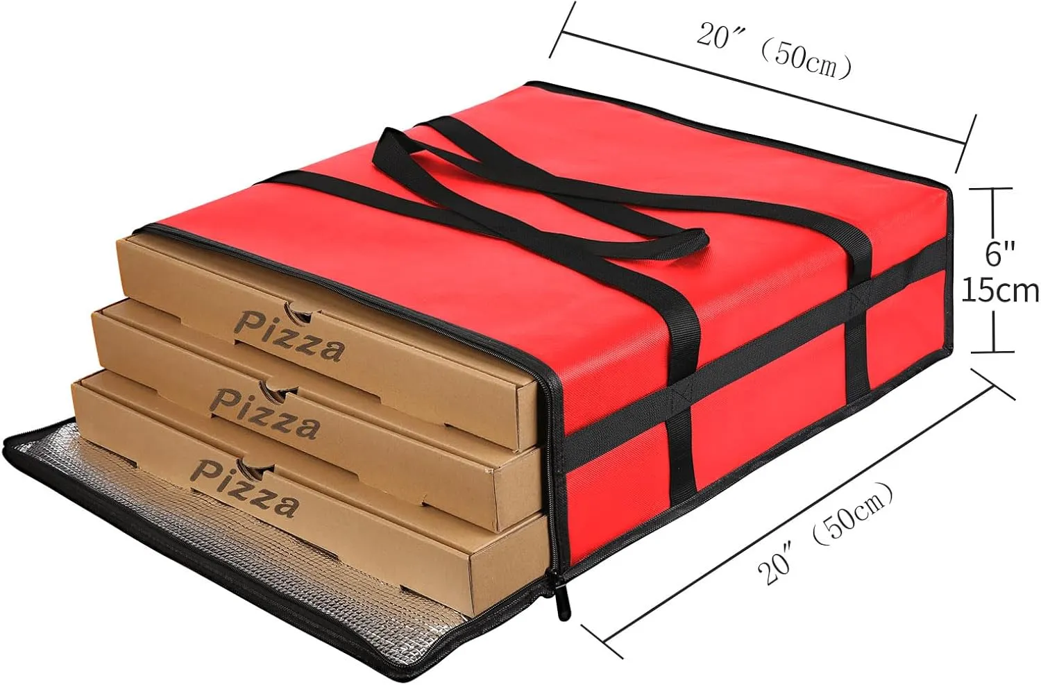 musbus Pizza Carrier Insulated Bags Large for Deliveries, Insulated Pizza Carrier Delivery Bag 20x20 Food Bag for Personal and Professional Use