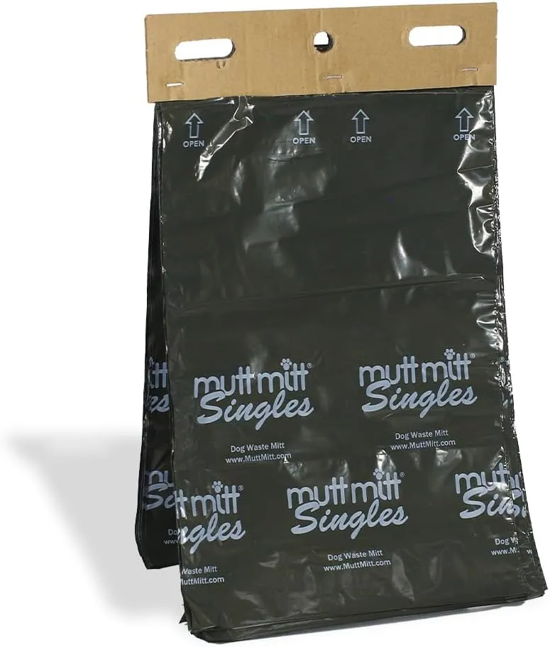 Mutt Mitt® Singles Dog Waste Header Bags - New Listing, Same 2,000 Bags perfect for 3 Dog Waste Stations - Single-Ply, thick bag with a bottom gusset, for safer, easier pick-up