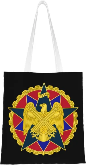 National Guard Bureau Organizational Badge Tote Bag for Women Canvas Shopping Bags Reusable Large Capacity Casual Shoulder Handbags Grocery Bags DIY Gift Bags