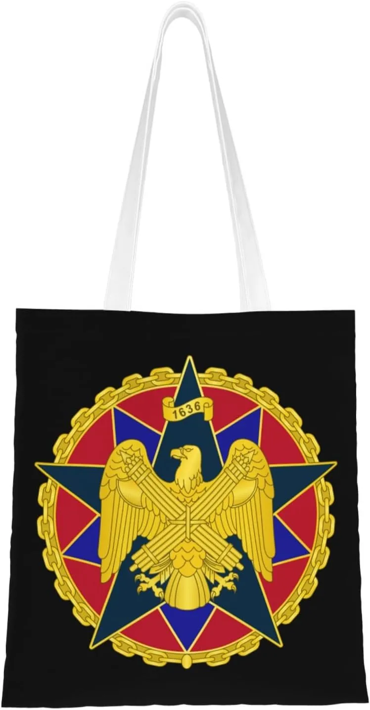 National Guard Bureau Organizational Badge Tote Bag for Women Canvas Shopping Bags Reusable Large Capacity Casual Shoulder Handbags Grocery Bags DIY Gift Bags