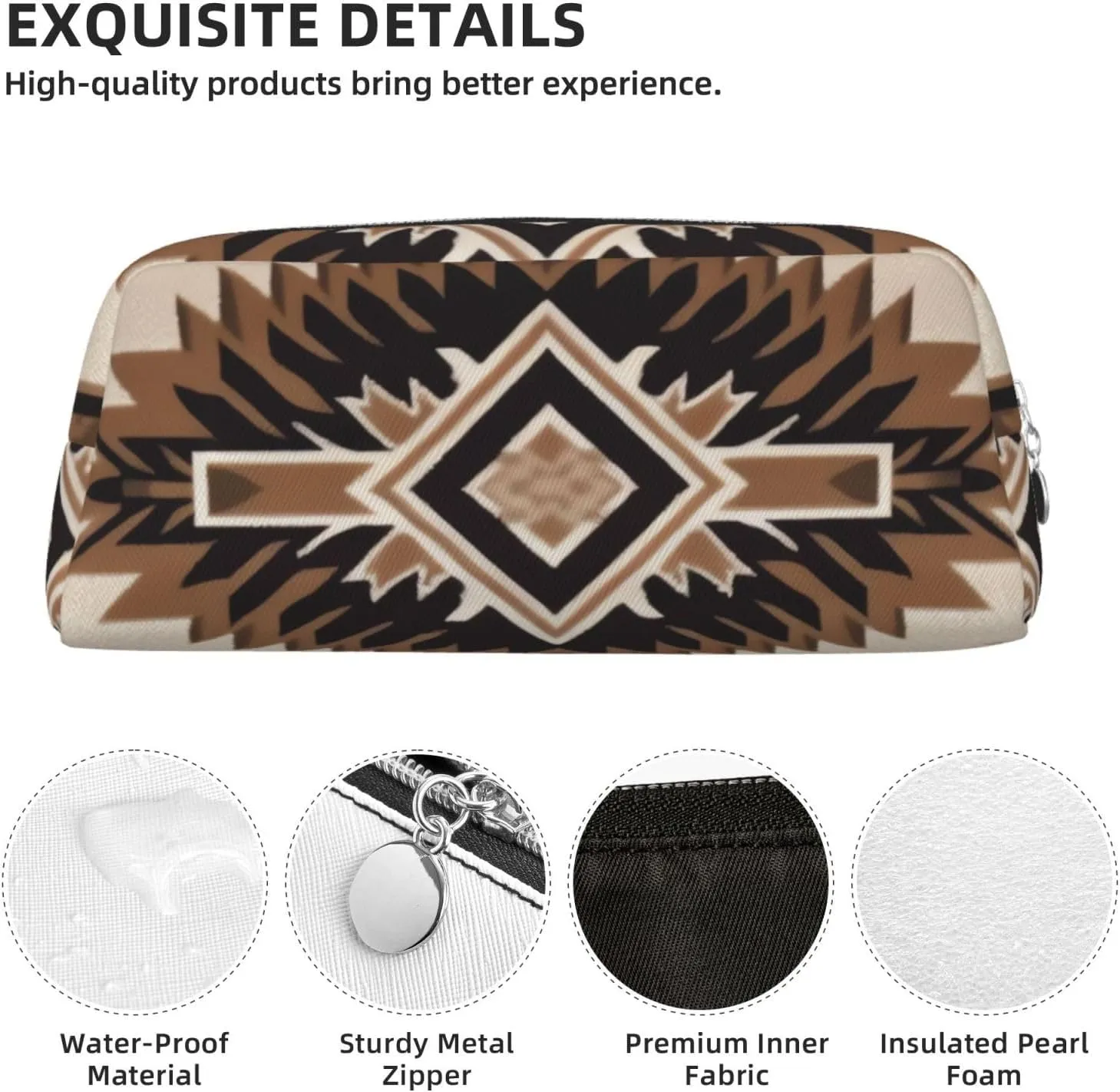 Native American Makeup Bag Travel Cosmetic Bag for Women Men Pencil Case Zipper Toiletry Bag Purse