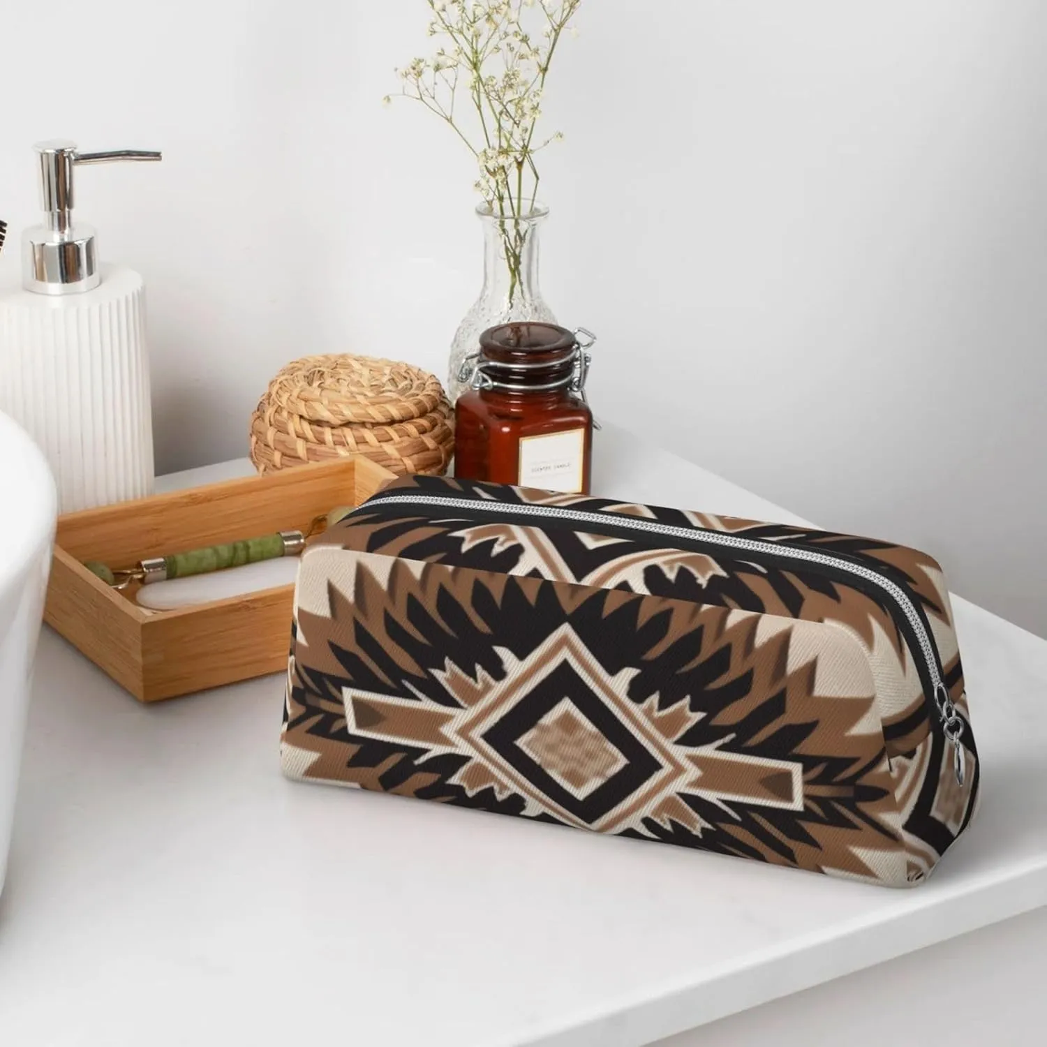 Native American Makeup Bag Travel Cosmetic Bag for Women Men Pencil Case Zipper Toiletry Bag Purse