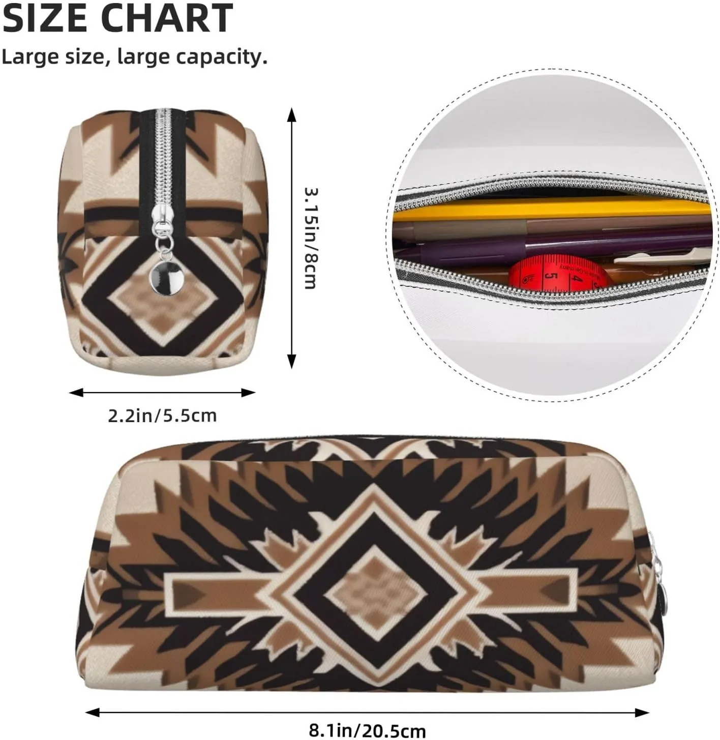 Native American Makeup Bag Travel Cosmetic Bag for Women Men Pencil Case Zipper Toiletry Bag Purse