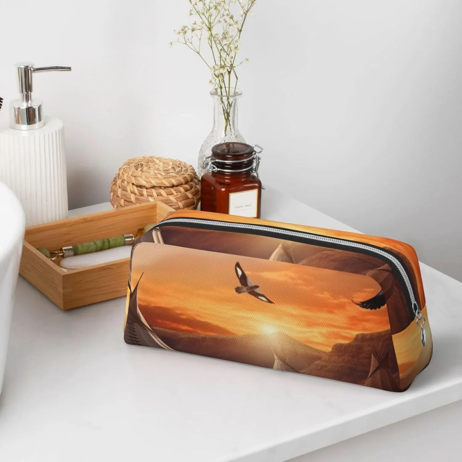 Native American Tribes Makeup Bag Travel Cosmetic Bag for Women Men Pencil Case Zipper Toiletry Bag Purse
