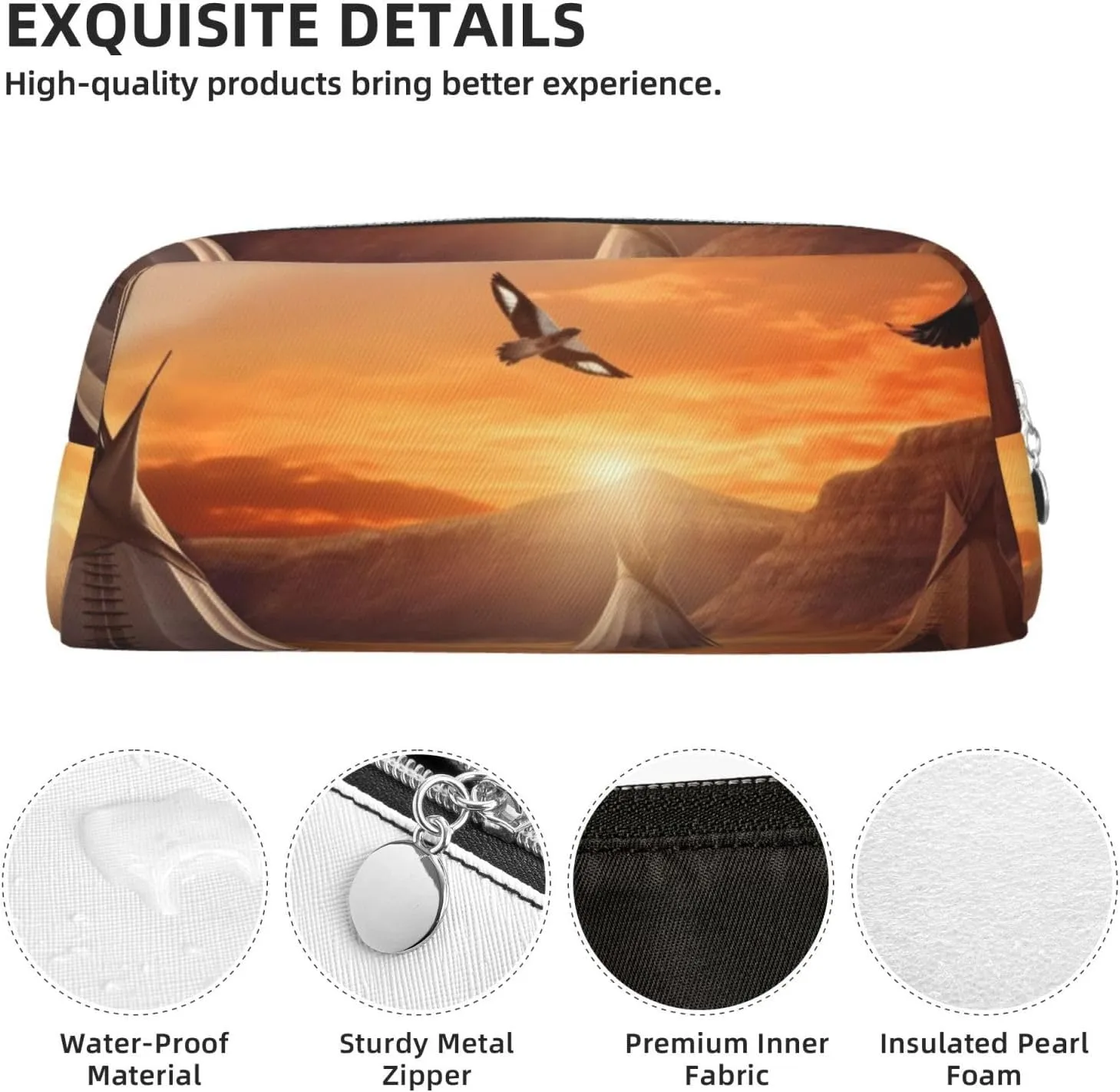 Native American Tribes Makeup Bag Travel Cosmetic Bag for Women Men Pencil Case Zipper Toiletry Bag Purse