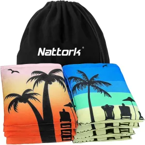 Nattork Cornhole Bags Set of 8 - Premium Corn Hole Bean Bags for Tossing - All Weather Resistant 8 Duck Cloth Double Stiched Corn Hole Bags and Tote Bags - Regulation Size (Coconut Trees)