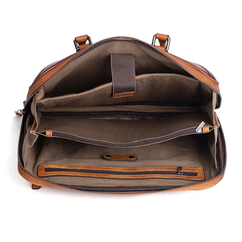 Natural Leather Briefcase Bag for Men Laptop Husband Handbag Designer Folder for A4 Documents Office Work Storage Attache Case
