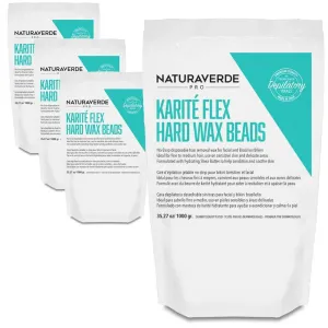 NaturaverdePro - KARITE FLEX HARD WAX BEADS - Made in Italy / Case = 35.27 oz. - 1,000 grams Bags X 4 Bags = 8.82 Lbs