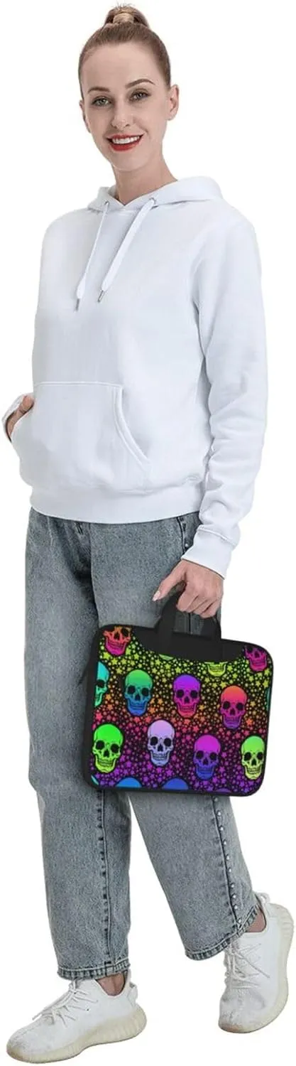Neon Skull Glowing Eyes Laptop Bag Classic Slim Briefcase Messenger Bag, Spacious, Ergonomic