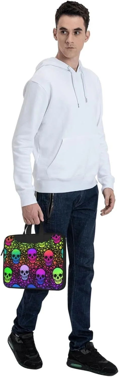 Neon Skull Glowing Eyes Laptop Bag Classic Slim Briefcase Messenger Bag, Spacious, Ergonomic