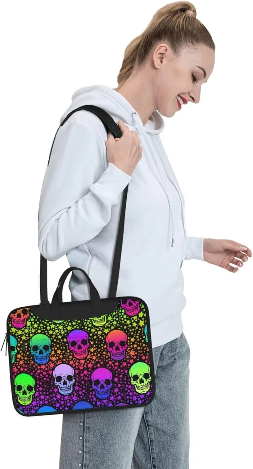 Neon Skull Glowing Eyes Laptop Bag Classic Slim Briefcase Messenger Bag, Spacious, Ergonomic