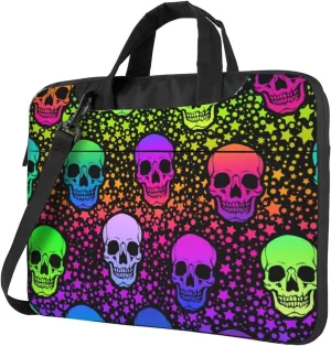 Neon Skull Glowing Eyes Laptop Bag Classic Slim Briefcase Messenger Bag, Spacious, Ergonomic
