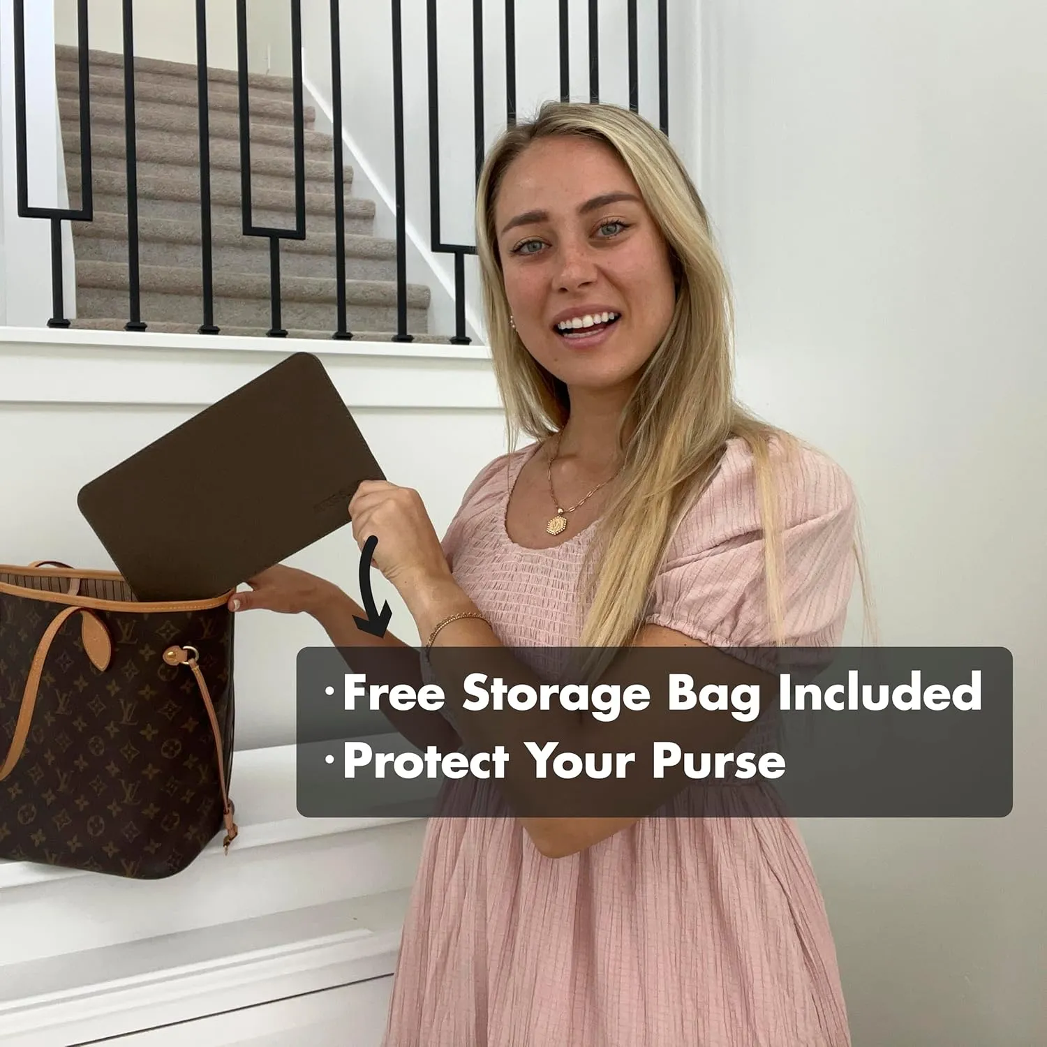 Neverfull GM Base Shaper, Bag Shaper for LV Never full Bags and other LV Totes, Vegan Leather (Brown, GM)