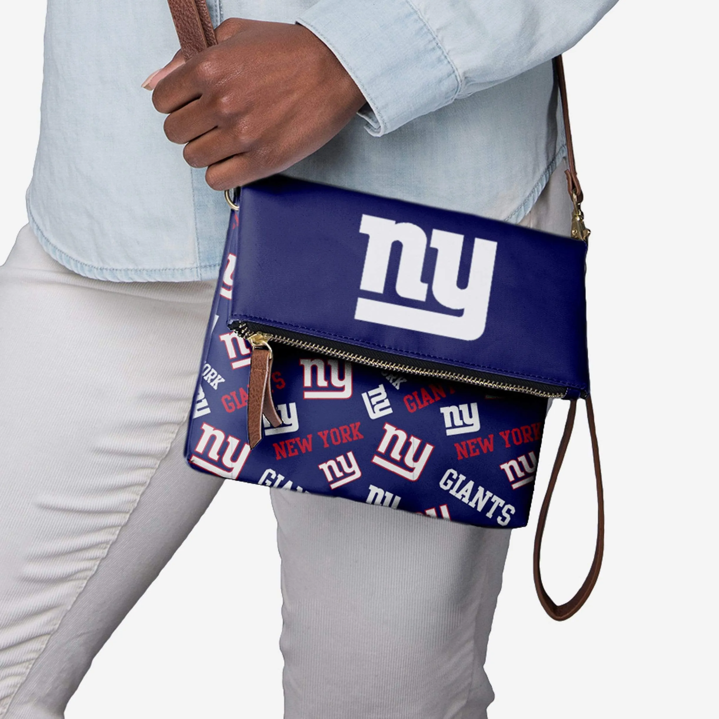 New York Giants Printed Collection Foldover Tote Bag