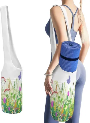 Niapessel Yoga Mat Bag, Yoga Mat Bags for Women, Summer Grassland Print Yoga Mat Holder Bag Carrier Large with Pockets Yoga Accessories Yoga Gifts for Women And Yoga Lover