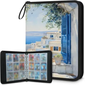 Nordic Window 3 Ring Trading Zipper Binder Strap, Trading Card Binder 4 Pocket, 400 Pockets Card Holder with 50 Removable Sleeves for Game Cards