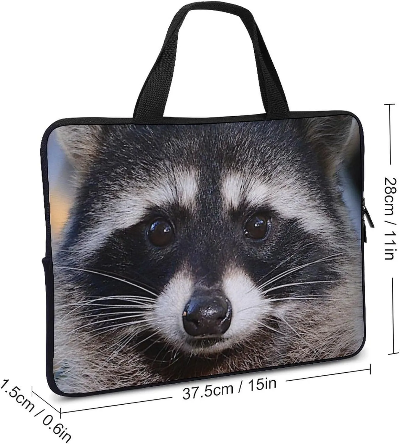 Northern Raccoon's Face Laptop Sleeve Bag Computer Protective Carrying Case Cover with Handle for Travel Work 15inch