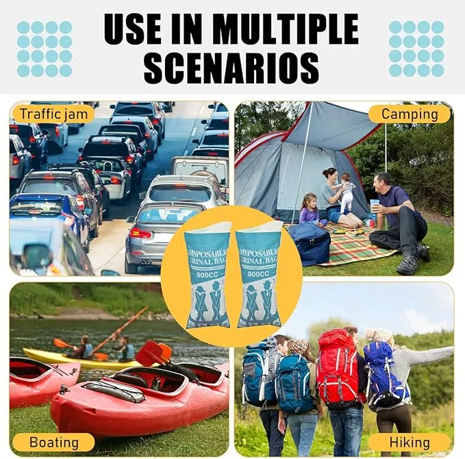 Nuogo 50 Pcs Disposable Urinal Bag Portable Camping Pee Bags Unisex Female Urinal Vomit Bags for Travel, Camping, Hiking for Women Men Kids Patient