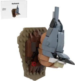 Nuthatch Bird Building Block Model for Adults, Mini Birds Bricks, MOC-205034, Micro Block Building Set, Gift for 16 (176PCS)