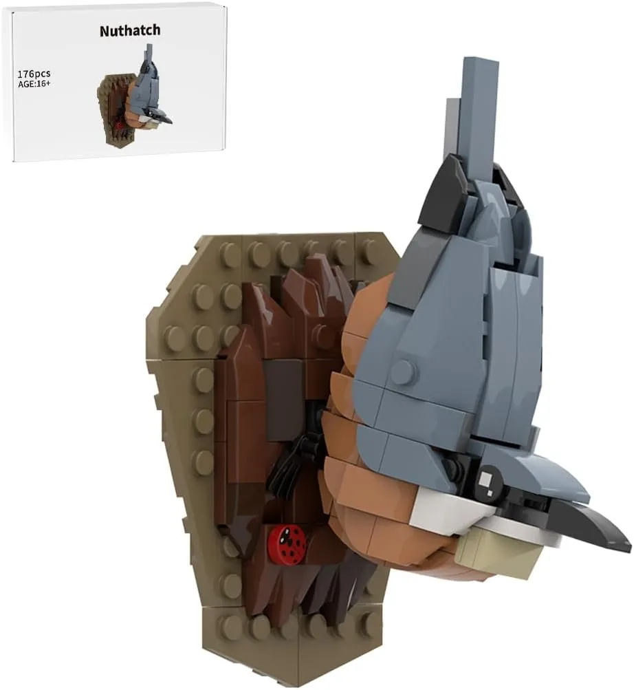 Nuthatch Bird Building Block Model for Adults, Mini Birds Bricks, MOC-205034, Micro Block Building Set, Gift for 16 (176PCS)