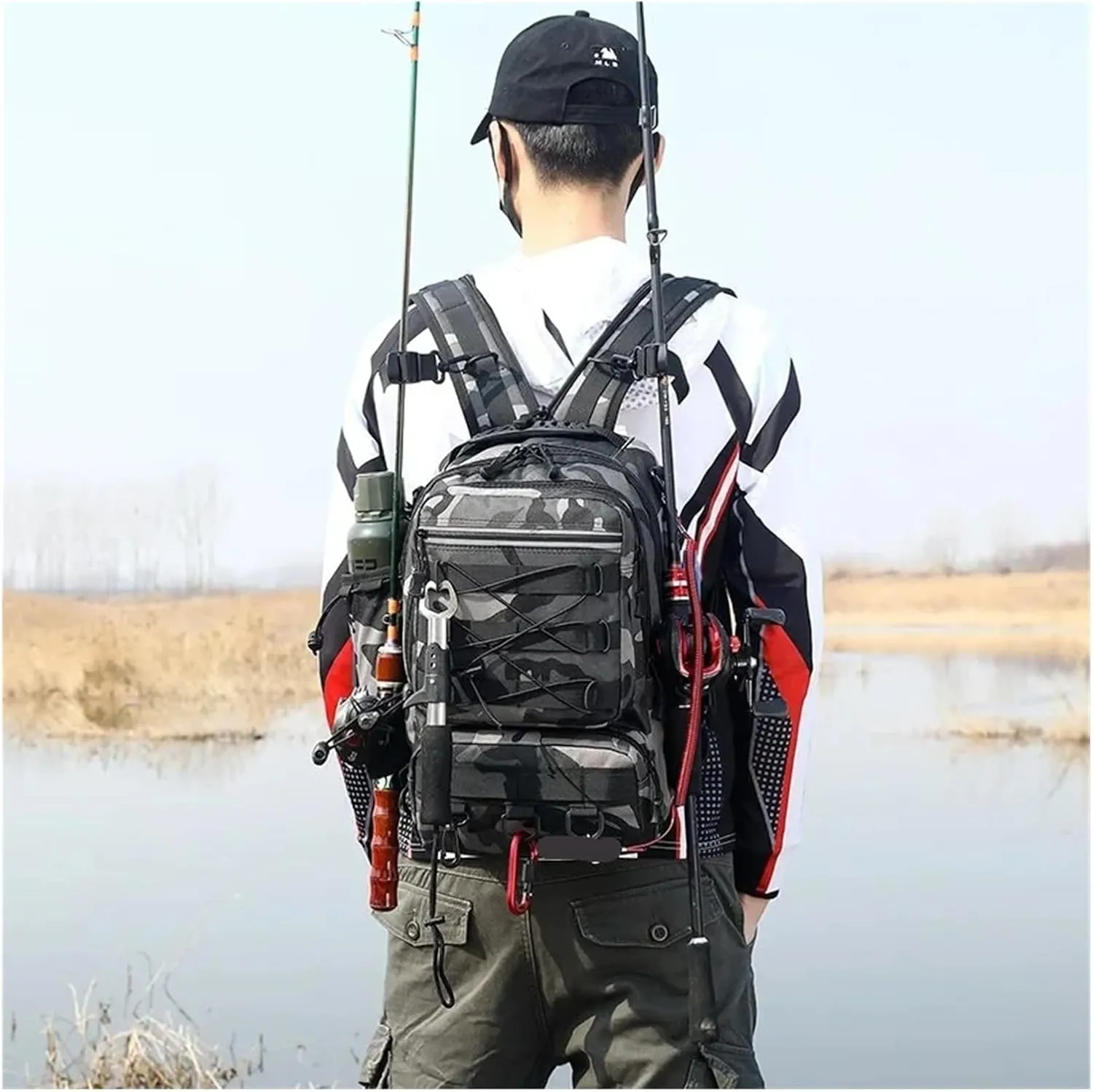 Nylon Waterproof Outdoor Sports Camping Hiking Trekking Fishing Hunting Backpack(C)