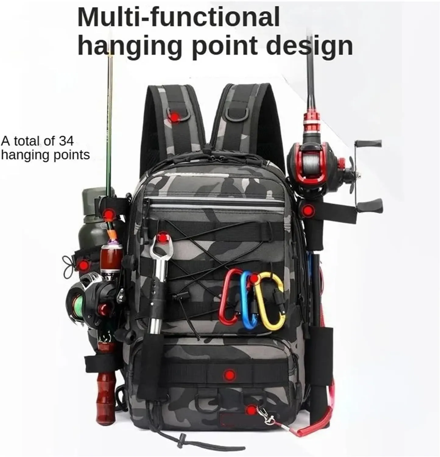 Nylon Waterproof Outdoor Sports Camping Hiking Trekking Fishing Hunting Backpack(C)