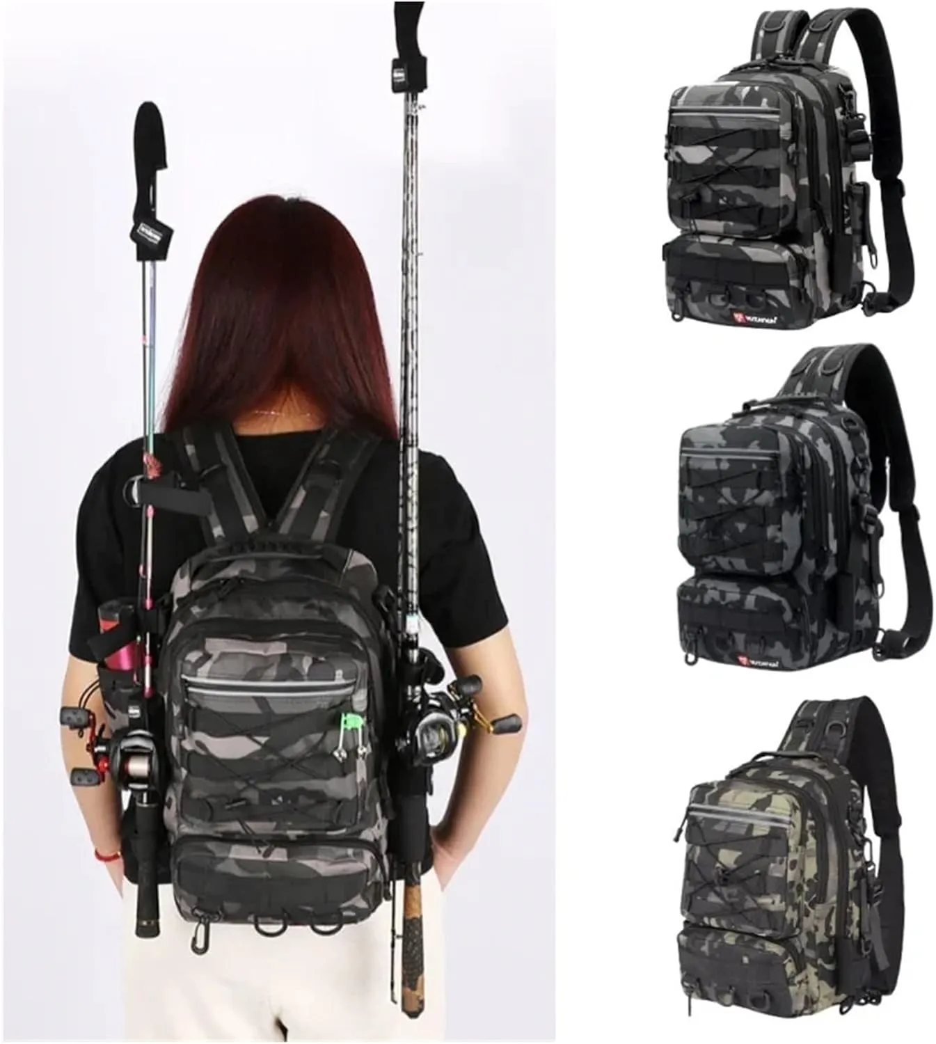 Nylon Waterproof Outdoor Sports Camping Hiking Trekking Fishing Hunting Backpack(Gray)