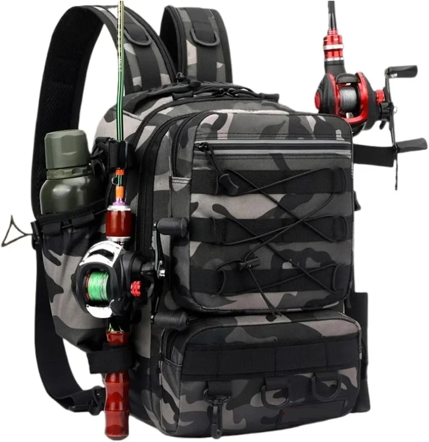 Nylon Waterproof Outdoor Sports Camping Hiking Trekking Fishing Hunting Backpack(Gray)