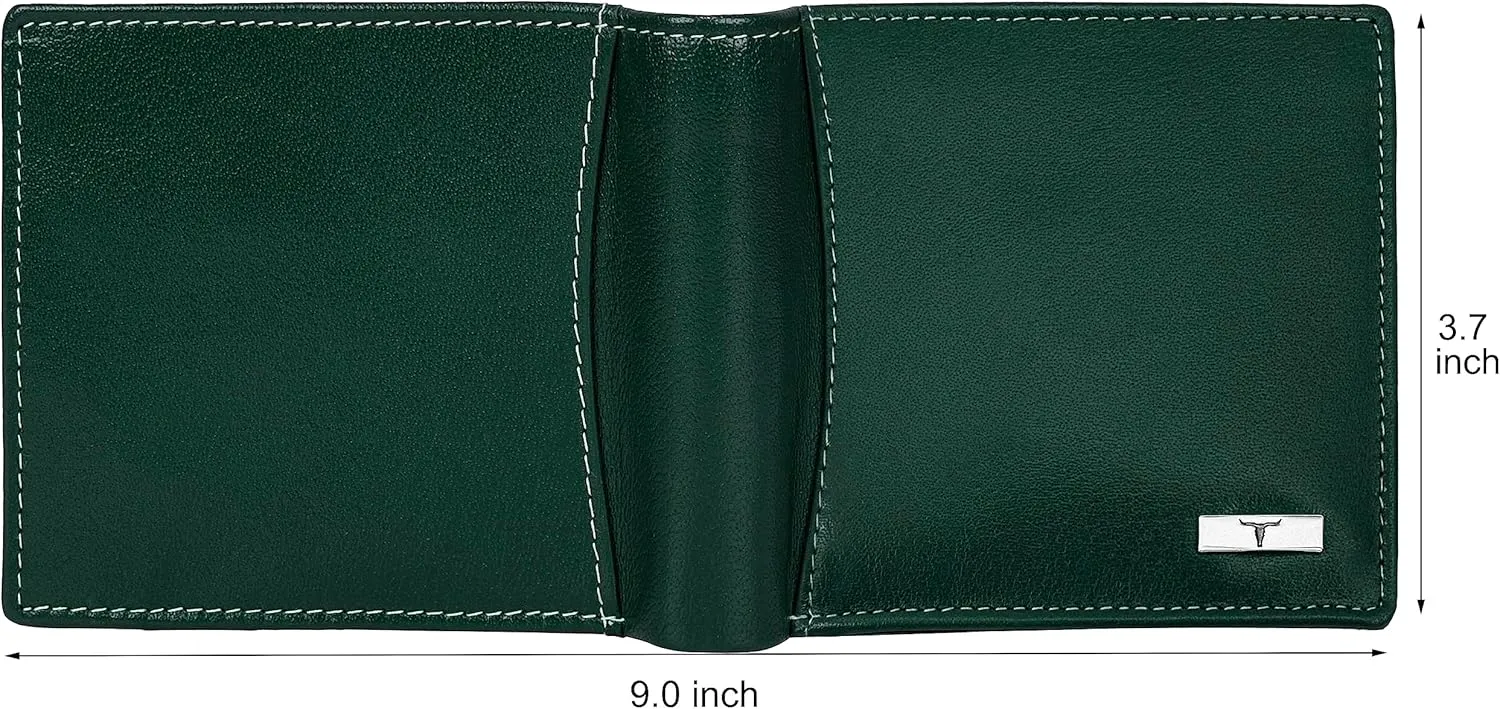 Oliver Leather Wallet for Men, Aniline Green, Contemporary